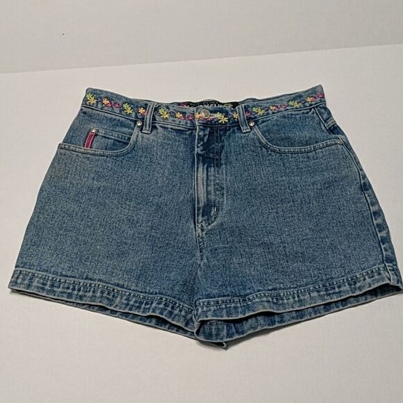 No Excuses Vtg Embroidered Waist Denim Shorts - Picture 1 of 7